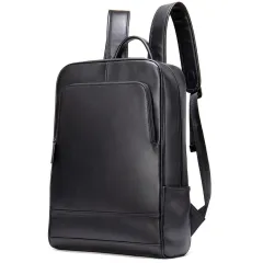 Men's New Leather Backpack Business 15.6-inch Computer Bag - Black - View 1