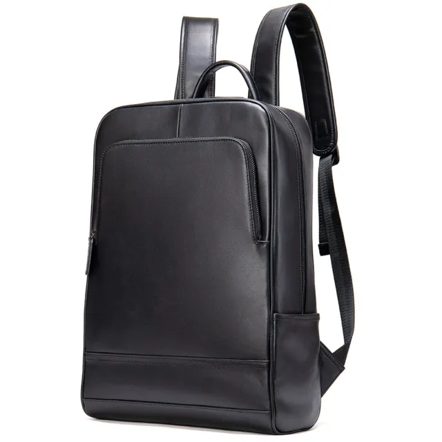 Men's New Leather Backpack Business 15.6 inch Computer Bag Black - Shop at LoveMi