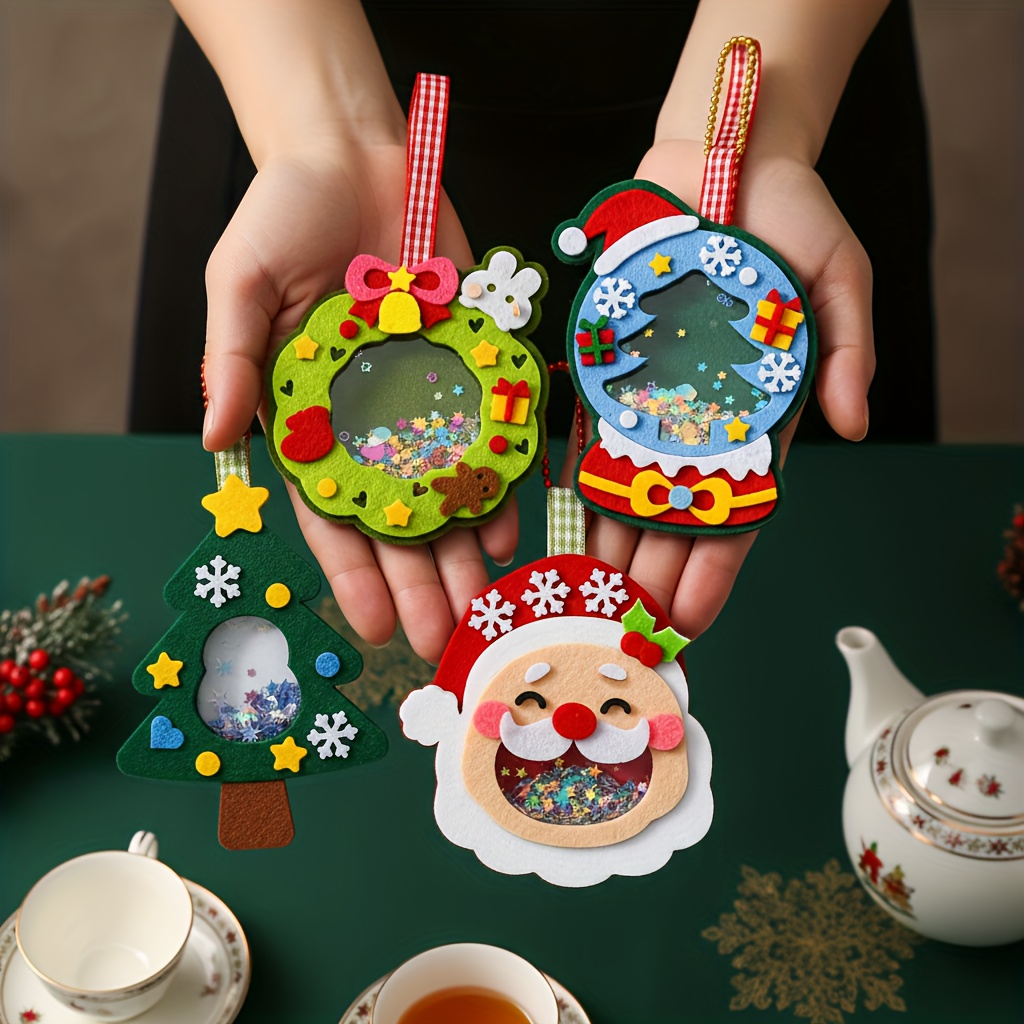 4pcs Christmas Felt Applique Kit, Handmade Ornament