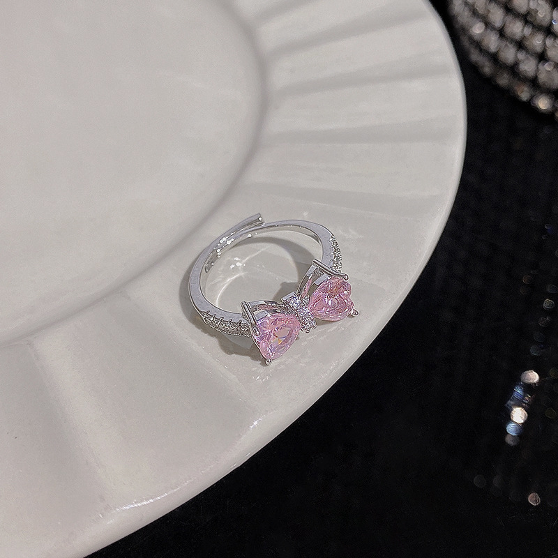 1PCS Ins Style Silver Zircon Ring For Women, Light Luxury Minimalist Design, Adjustable Open Band, Versatile Elegant Jewelry