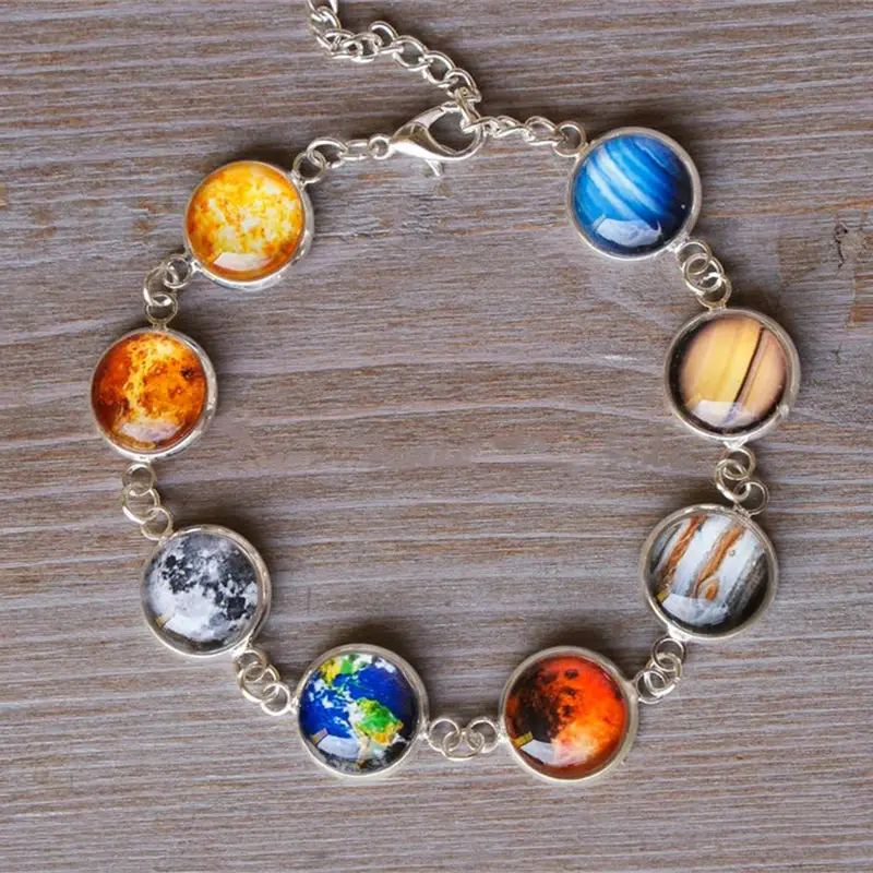 Leather Planet Bracelet Solar System Planet Jewelry Galaxy