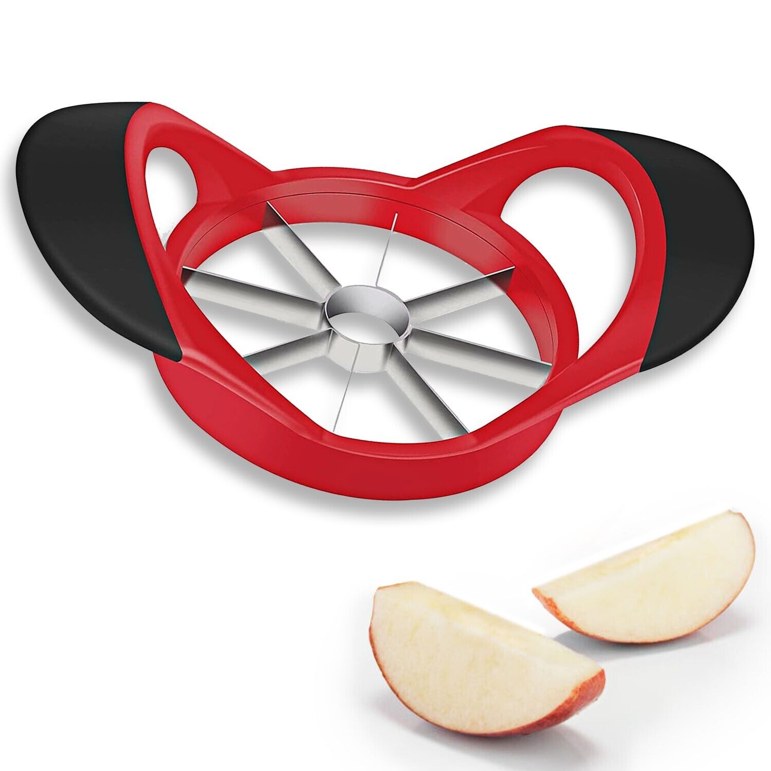 Stainless Steel Apple Cutter, Corer, and Slicer - Easy-to-use slicer: Apple slicer appliance that allows users to quickly and efficiently slice and core apples into 8 slices. Slices and cores in seconds: With the push of a button, users can slice and core