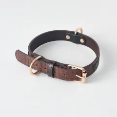 Home Fashion Simple Leather Pet Dog Collar - Coffee - View 1