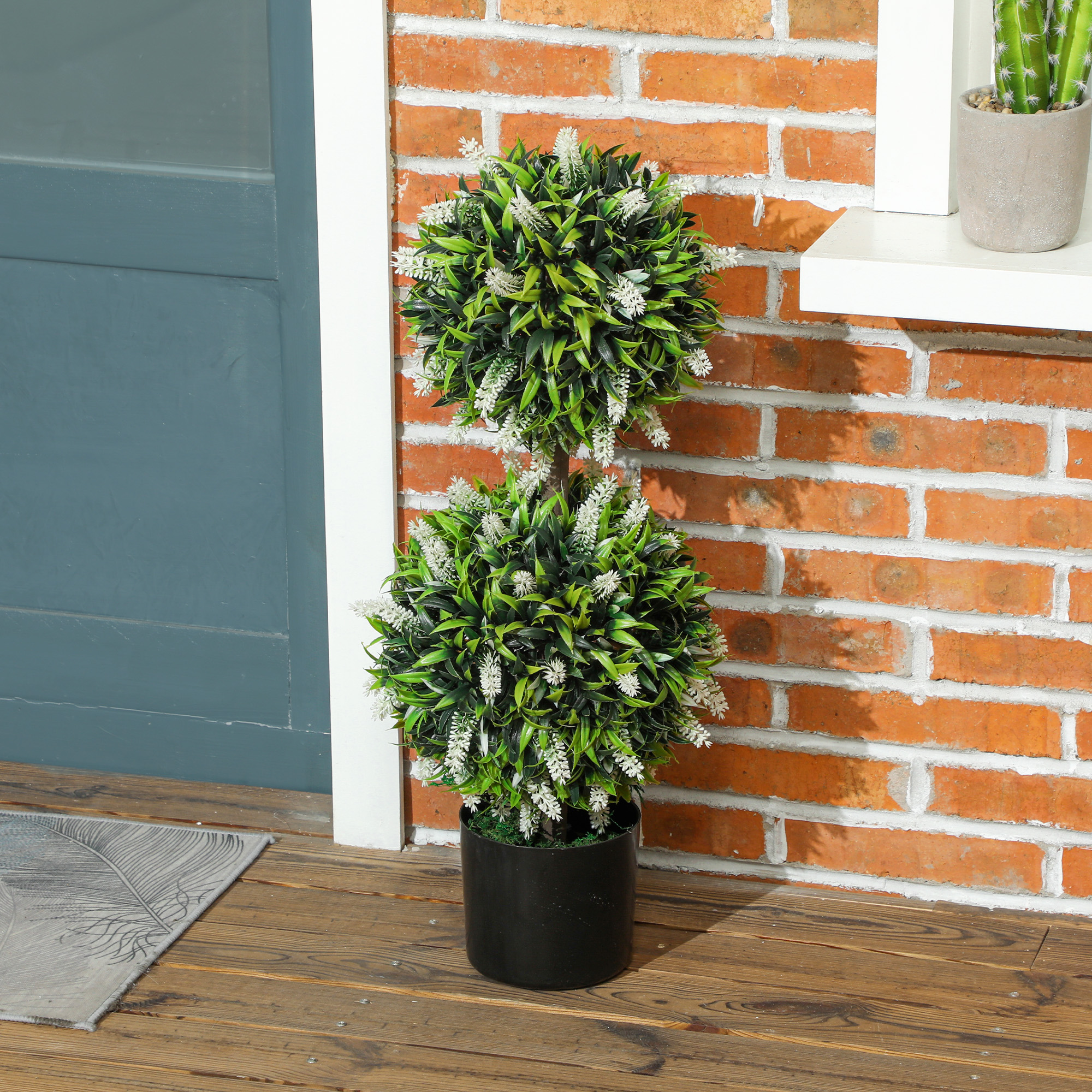 Two-piece Decorative Artificial Plant Ball Tree, With Lavender Potted Plants — image 2