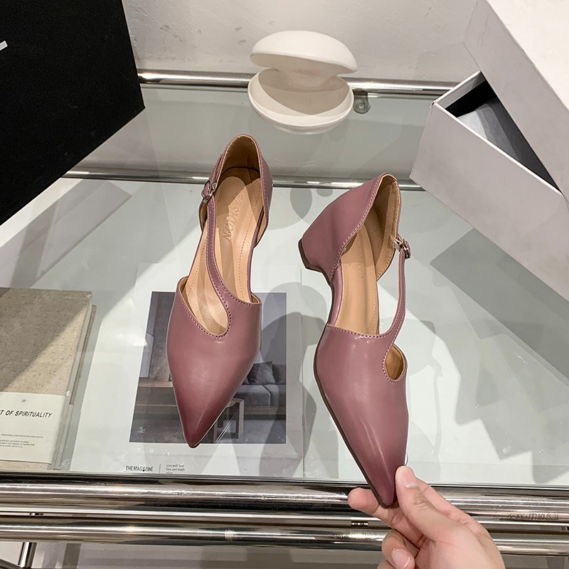 Pointed Toe Block Heel Pumps
