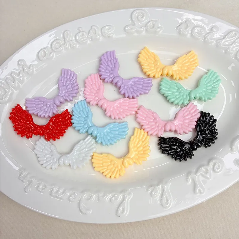 Acrylic Angel Wings Beads, Solid Color Fairy