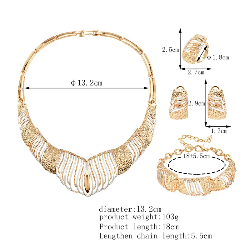 Fashion Simple Alloy First Necklace And Earrings Four-piece Set
