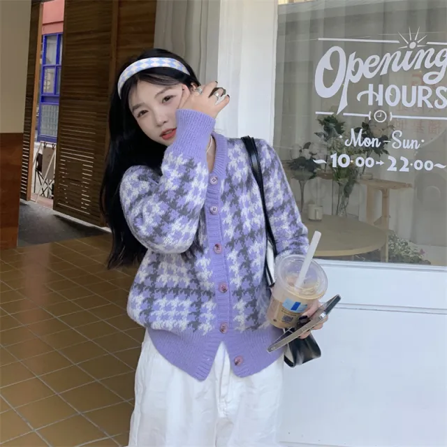 Short Cardigan Sweater Coat Women's Top Purple - Shop at LoveMi