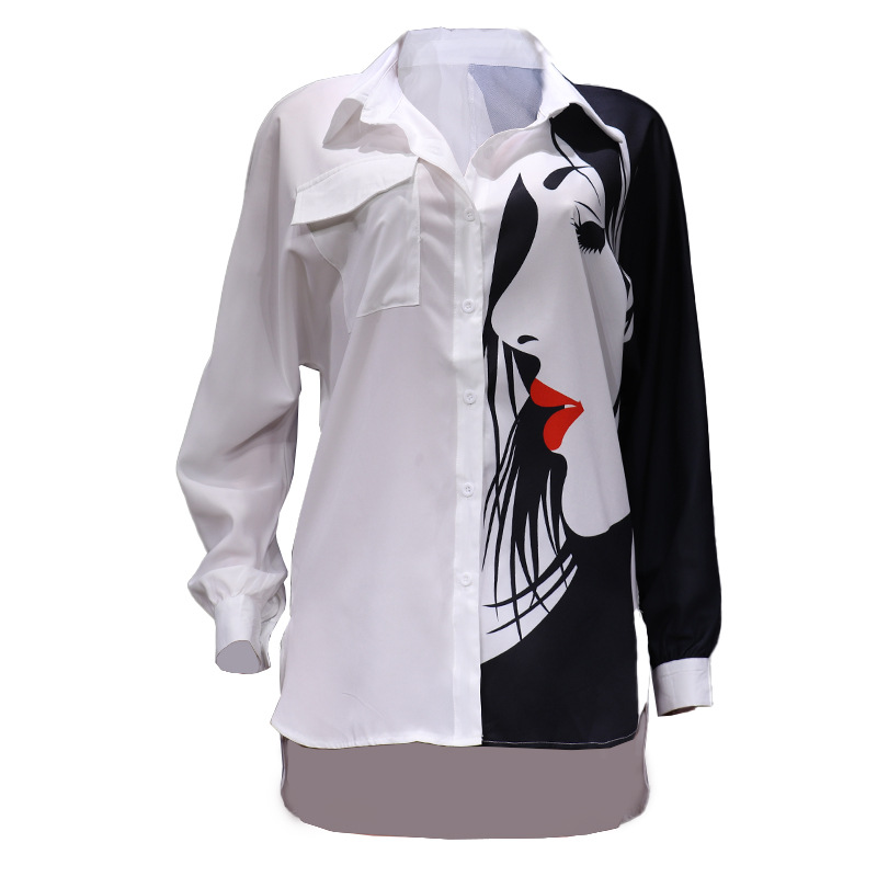 Title 9, Personalized Fashion Long Sleeve Lapel Print Shirt