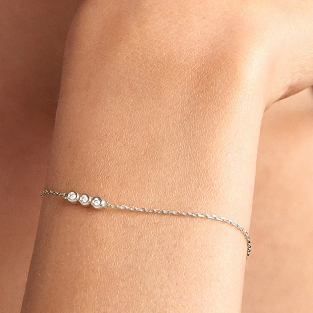 Sterling Silver Triple Diamond Bracelet