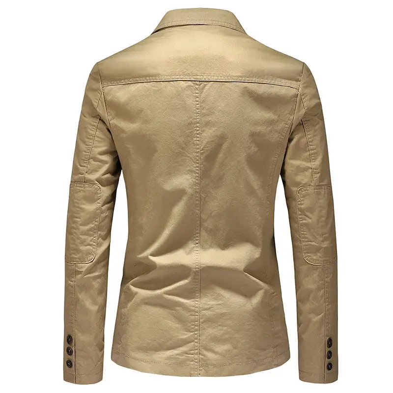 Men Single Breasted Solid Color Jacket