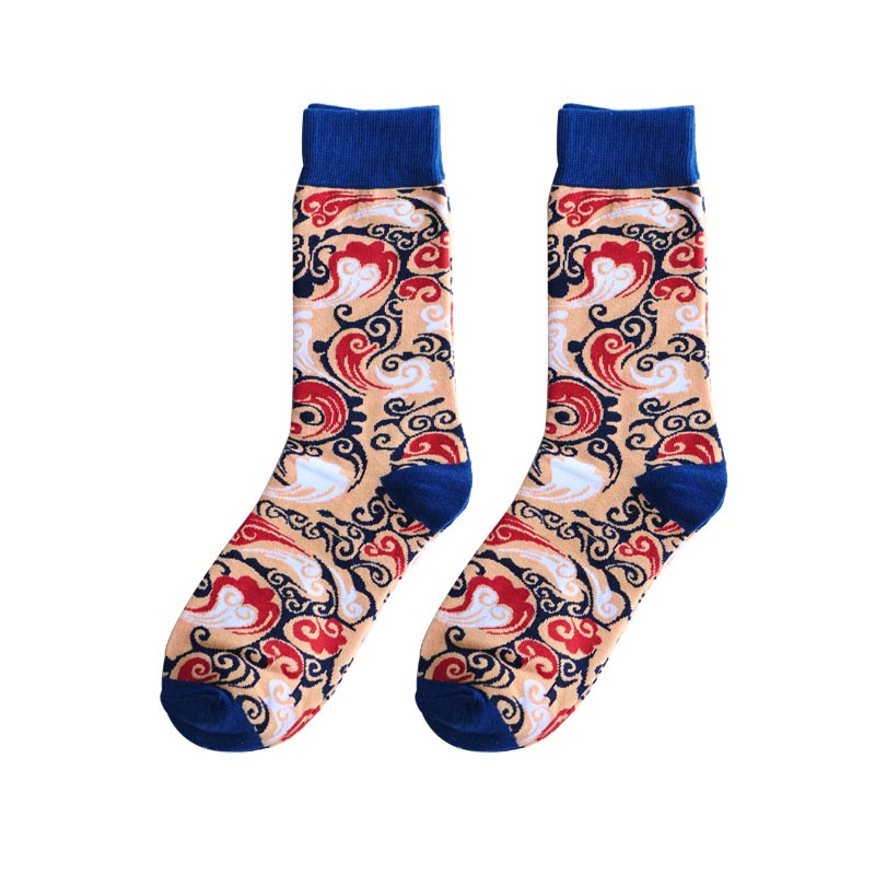 Title 10, Dragon Phoenix Crane Pattern Fashion Socks