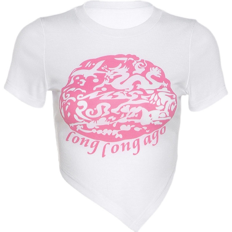 Slim Fit Open Waist Spicy Girl Short T-shirt Female