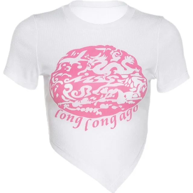 Slim Fit Open Waist Spicy Girl Short T shirt Female White - Shop at LoveMi