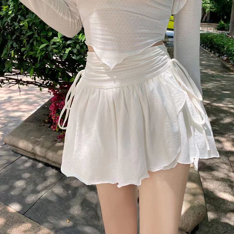 Women's Fashion White Pleated Skirt