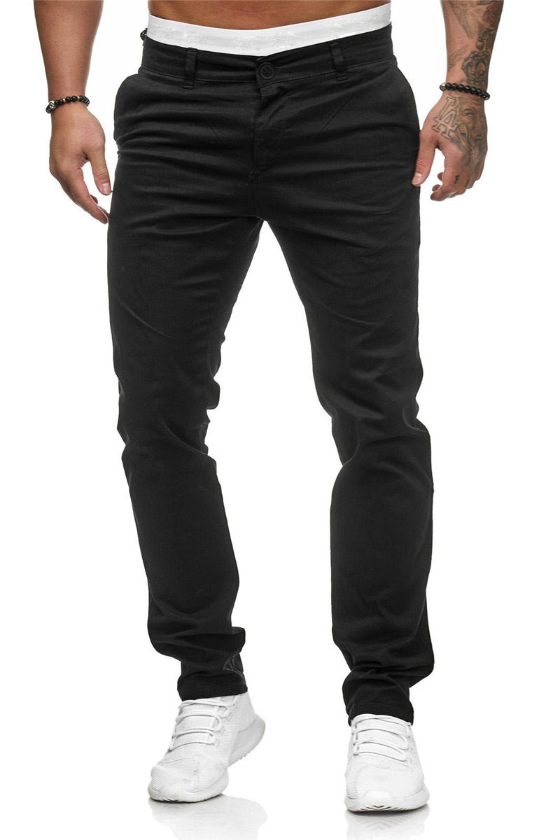 Title 9, Heren effen casual slim fit broek met rechte pi...