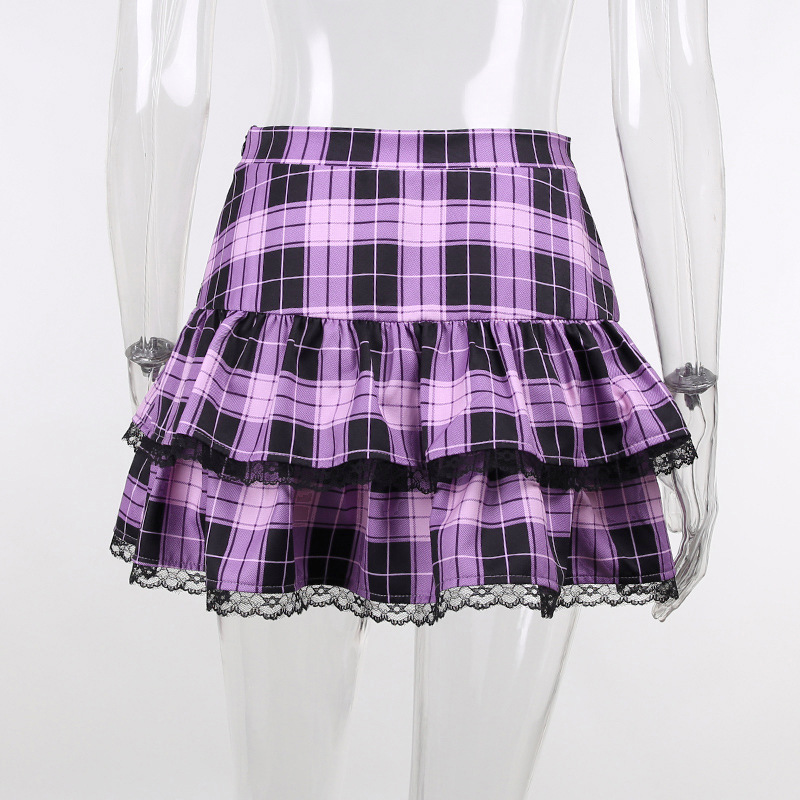 Female Pleated Skirt Lattice Skirt