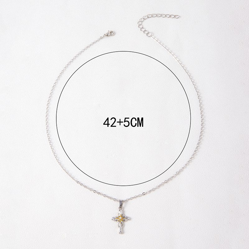 2023 New Cross Flower Pendant Necklace Catholic Faith Silver Necklace