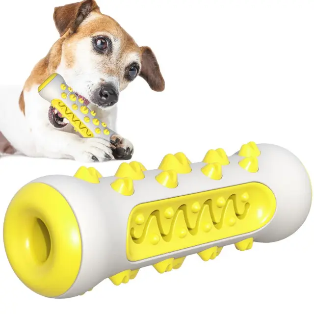 Dog Squeaky Toys For Aggressive Chewers, Tough Toothbrush Dog Chew Toy, Nearly Indestructible Rubber Toys For Pet Training, Teeth Cleaning, Playing... Yellow - Shop at LoveMi