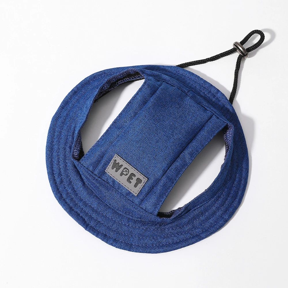 Pet Hat With Ear Holes For Medium Small Dogs Adjustable Summer Pets Dog Outdoor Sun Cap Cat Puppy Denim Color Canvas Visor Caps Medium Blue - Shop at LoveMi