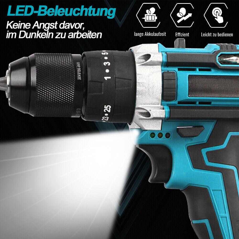 3-in-1 Cordless Impact Drill Brushless 21V Cordless Screwdriver, Case With 2 Batteries - photo 3
