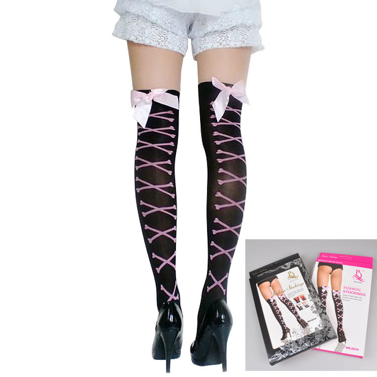 Title 7, Small Bone Stockings With Pink Bow On The Back ...