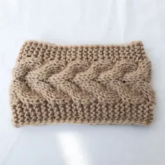 Hair Accessories Warm Crochet Twist Wool Knitted Headband - Khaki - View 1