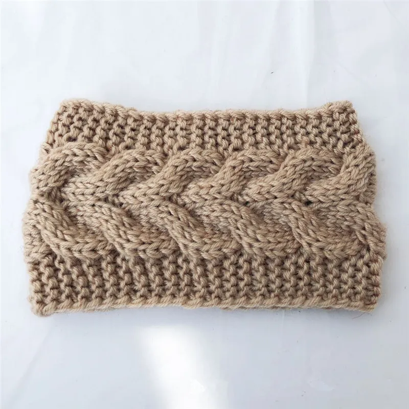 Hair Accessories Warm Crochet Twist Wool Knitted Headband - Khaki
