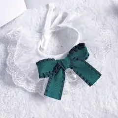 Cat Dog Lace Saliva Towel Pet Bib - Dark Green - View 1