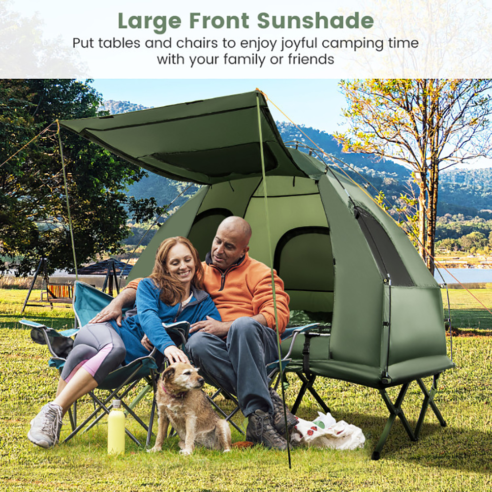 Foldable Outdoor Camping Tent Cot With Air Mattress And Sleeping Bag For Camping, Hiking, Fishing And Other Outdoor Activities