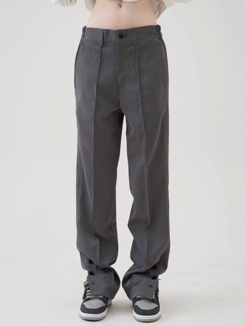 Title 6, Straight Casual Trousers Textured Wide Leg Drap...