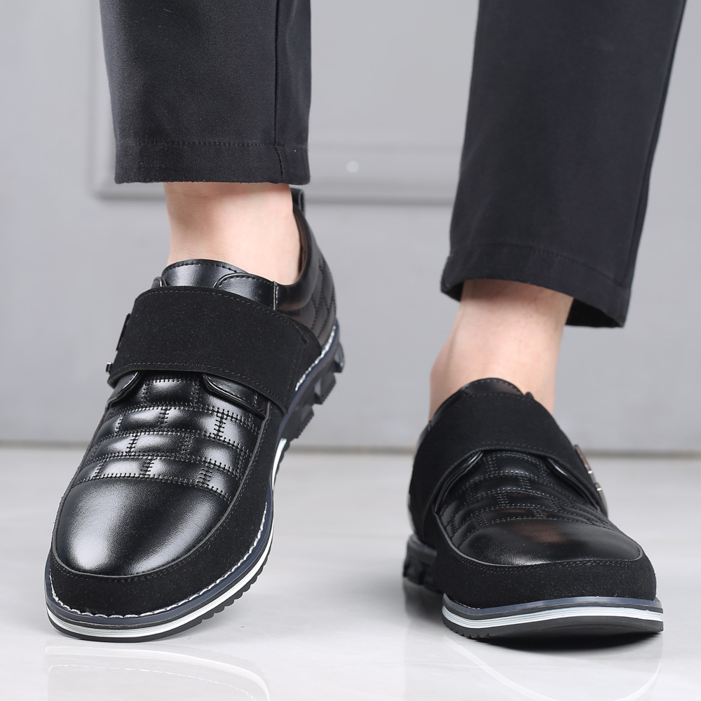 Casual Velcro Cover Foot Embroidered Men's Leather Shoes