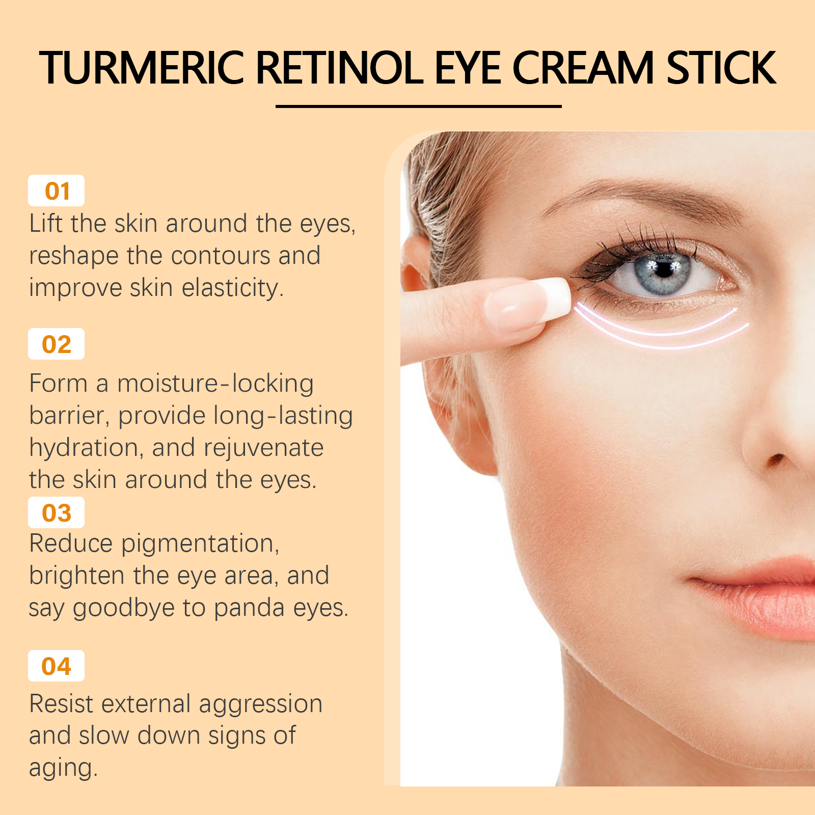 Turmeric Retinol Eye Cream Stick, Firming Brightening Under Eye Stick For Dark Circles Puffiness Fine… image 3