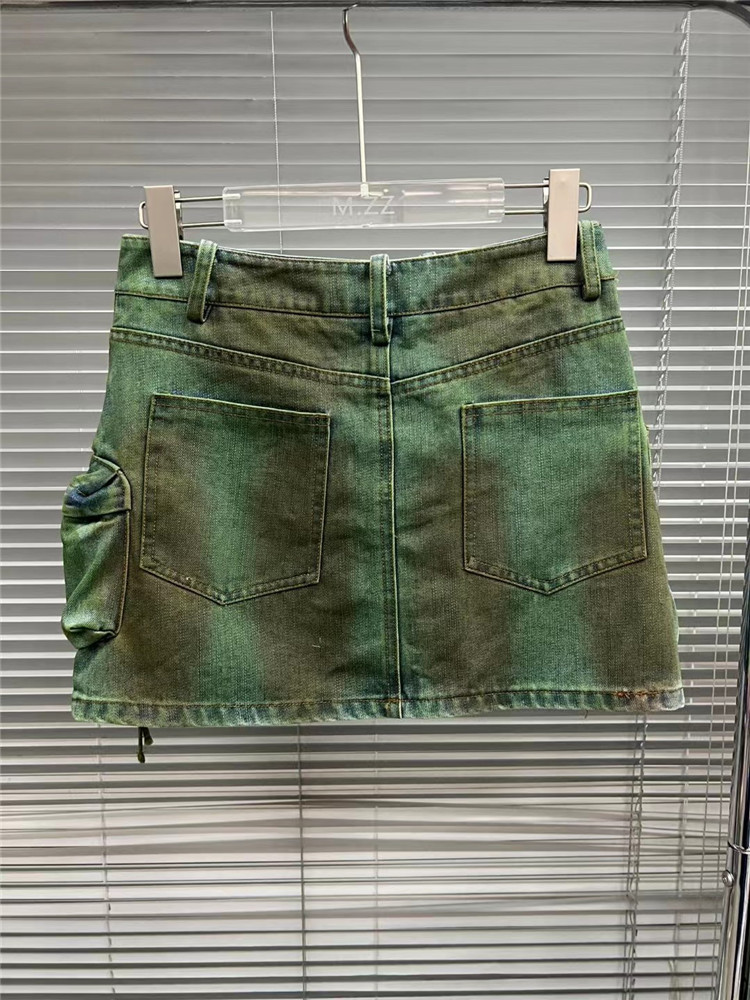 Summer Worn-out Heavy Industry Spray Painting Work Attire Slimming Denim Skirt