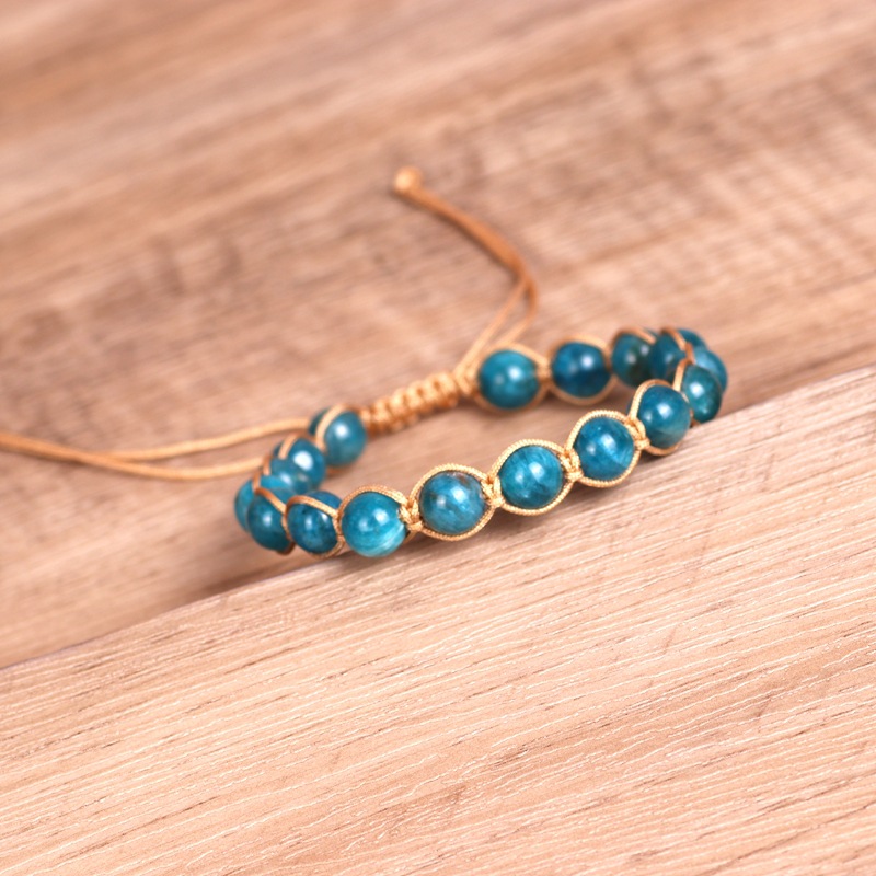 Women's Blue Apatite Beads Simple Braided Bracelet