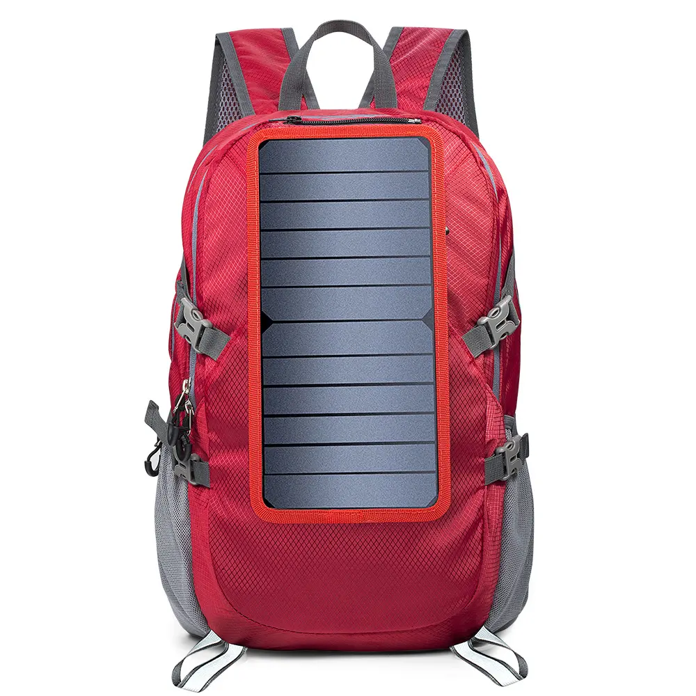 Solar Backpack Foldable Hiking Daypack with 5V Power Supply