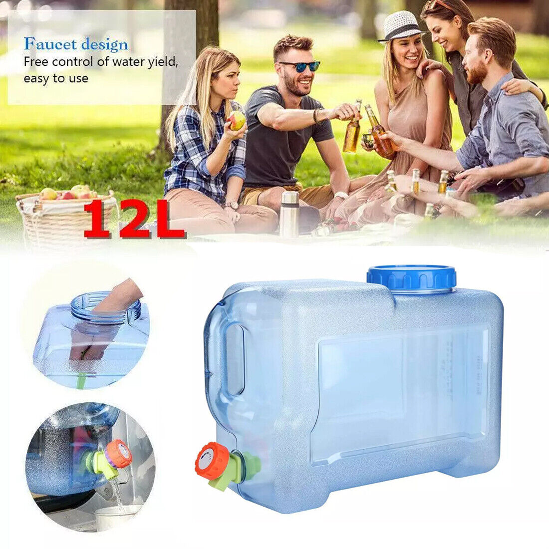 NEW 12L Camping Hiking Tank Container Storage Drinking Water Bottle Bucket With... 15
