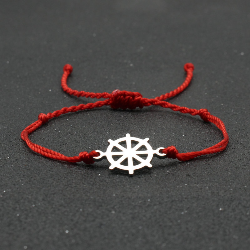 Stainless Steel Rudder Bracelet Hand Braided Rope
