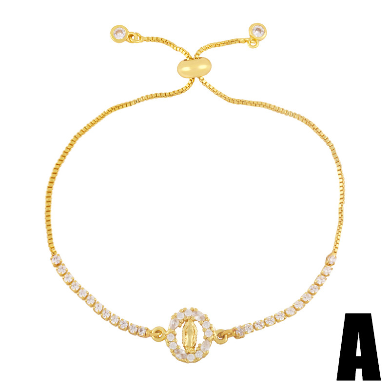 Title 2, 18K Real Gold Simple Zircon Bracelet Women