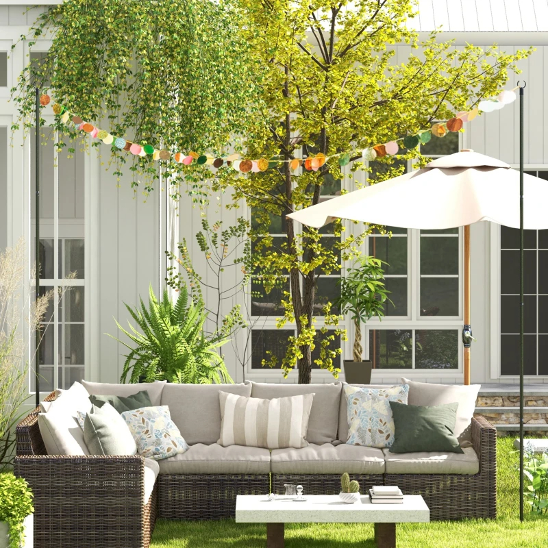 2 Pack Of 10' String Light Poles, Steel Hanging Lighting Stand For Patio, Backyard, Deck, Wedding, Party, Black