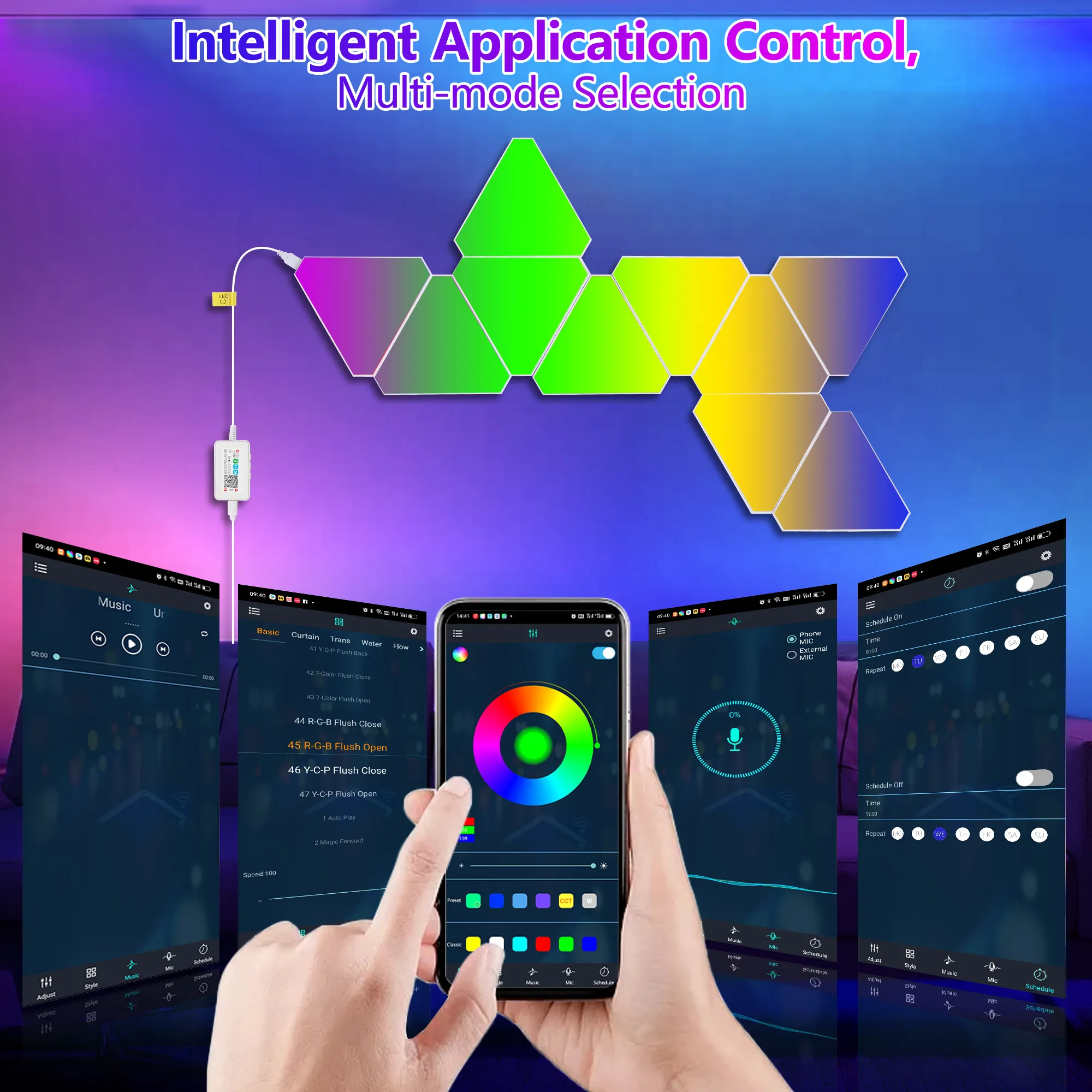 Triangular LED Lights, 10 RGB Wall Panels