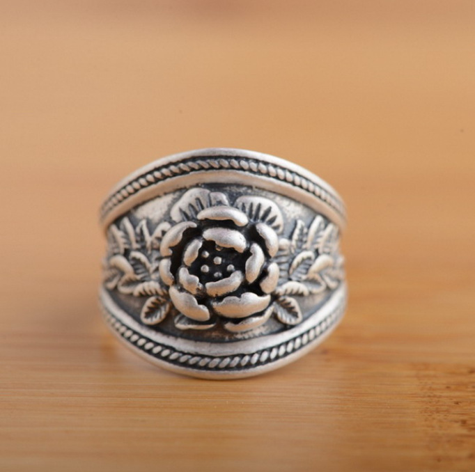 New Product Three Dimensional Rose Vintage Ring