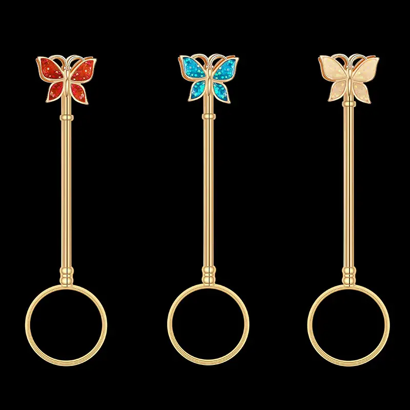 Creative Painting Oil Butterfly Smoking Ring Bracket Holder Clip Cigarette Holder