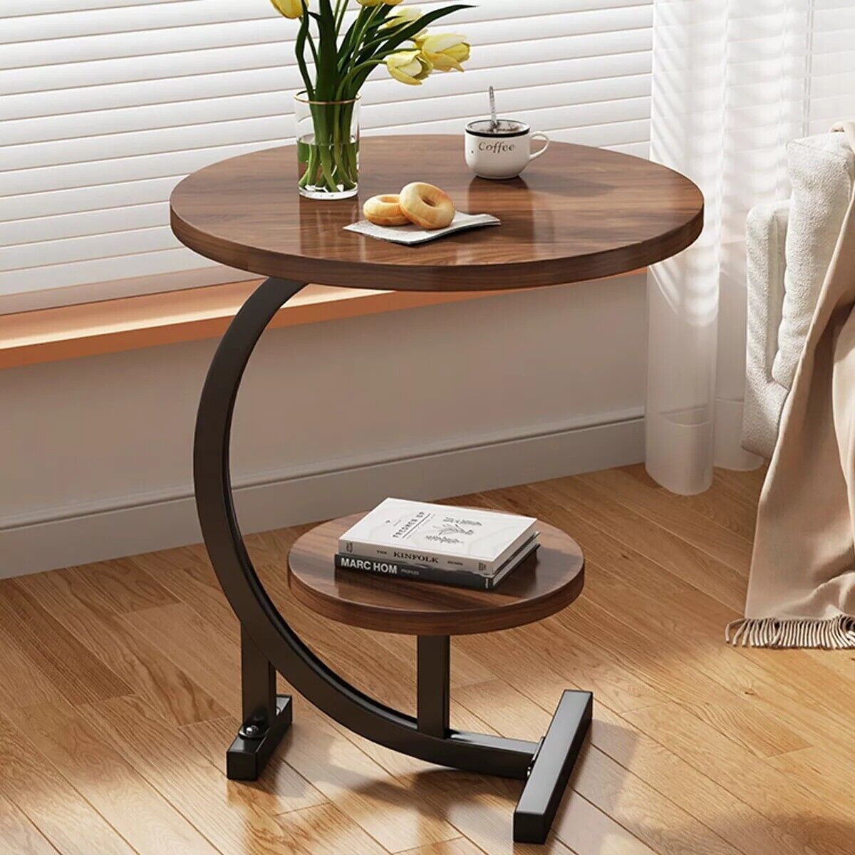 Side Table C Shaped For Sofa Coffee End Tables Living Room Bedside — image 10