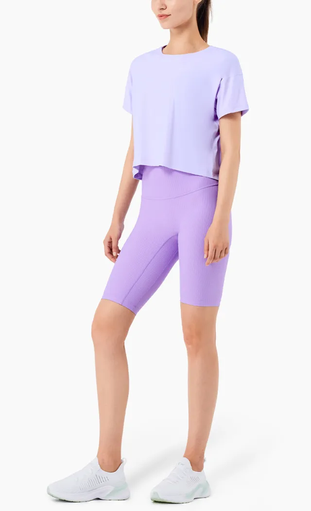 Summer Ins Comfortable Loose Sports Short Top Lavender Dew - Shop at LoveMi