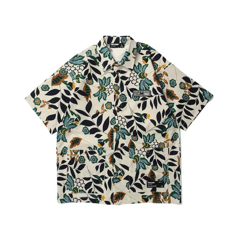 Title 3, Tide Brand Retro Floral Full Print Short-sleeve...