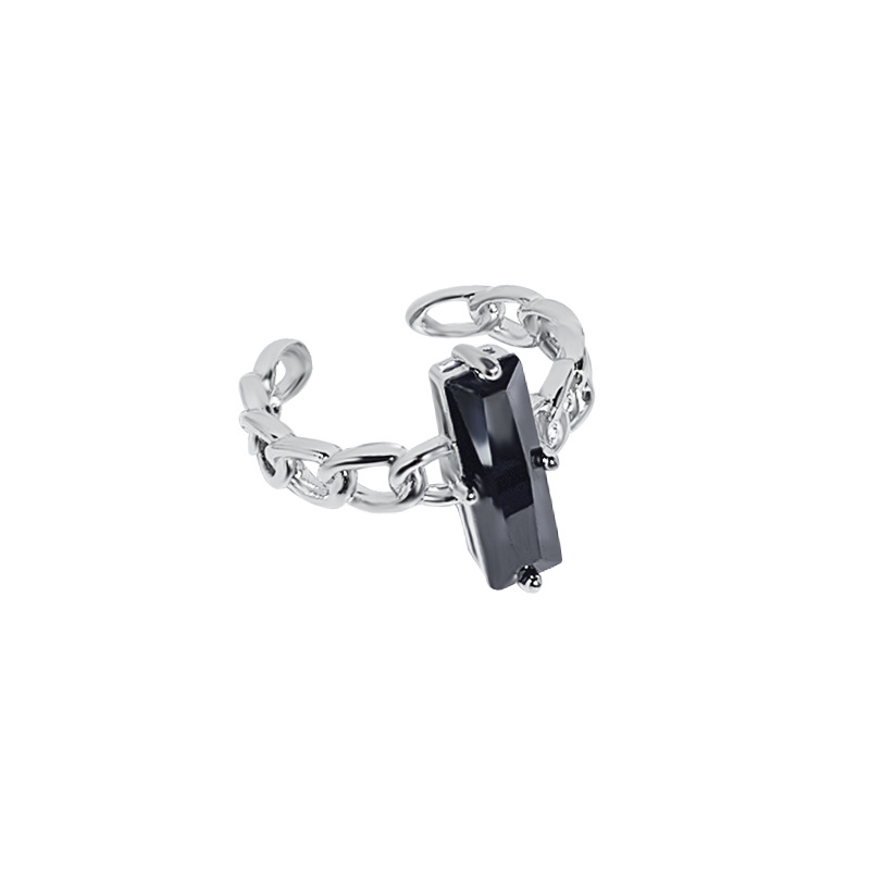 Title 4, Anillo rectangular con circonitas de mujer de c...