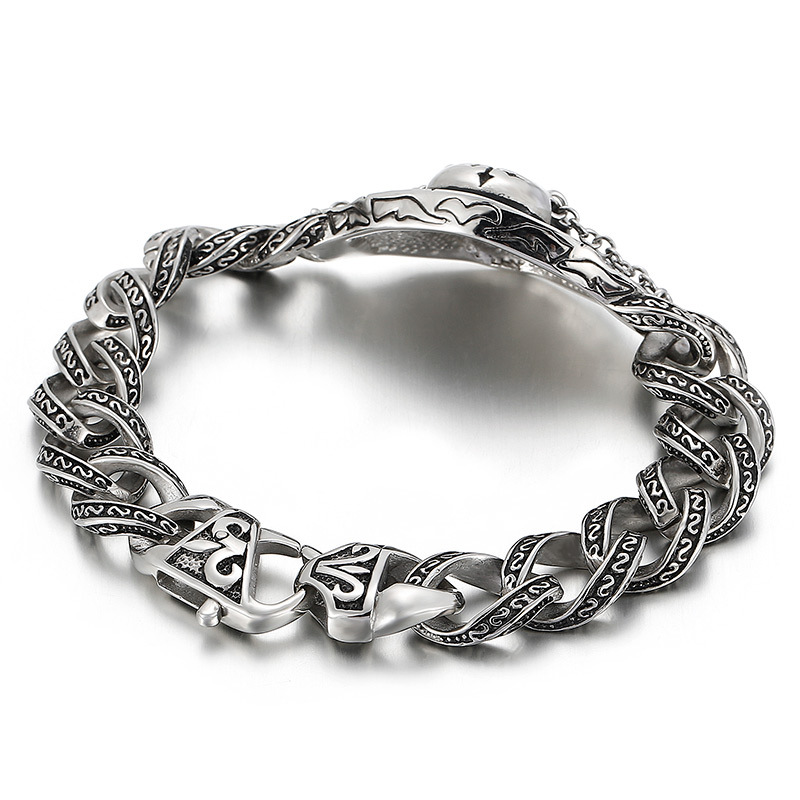 Title 3, Retro Stainless Steel Bracelet, featuring old c...