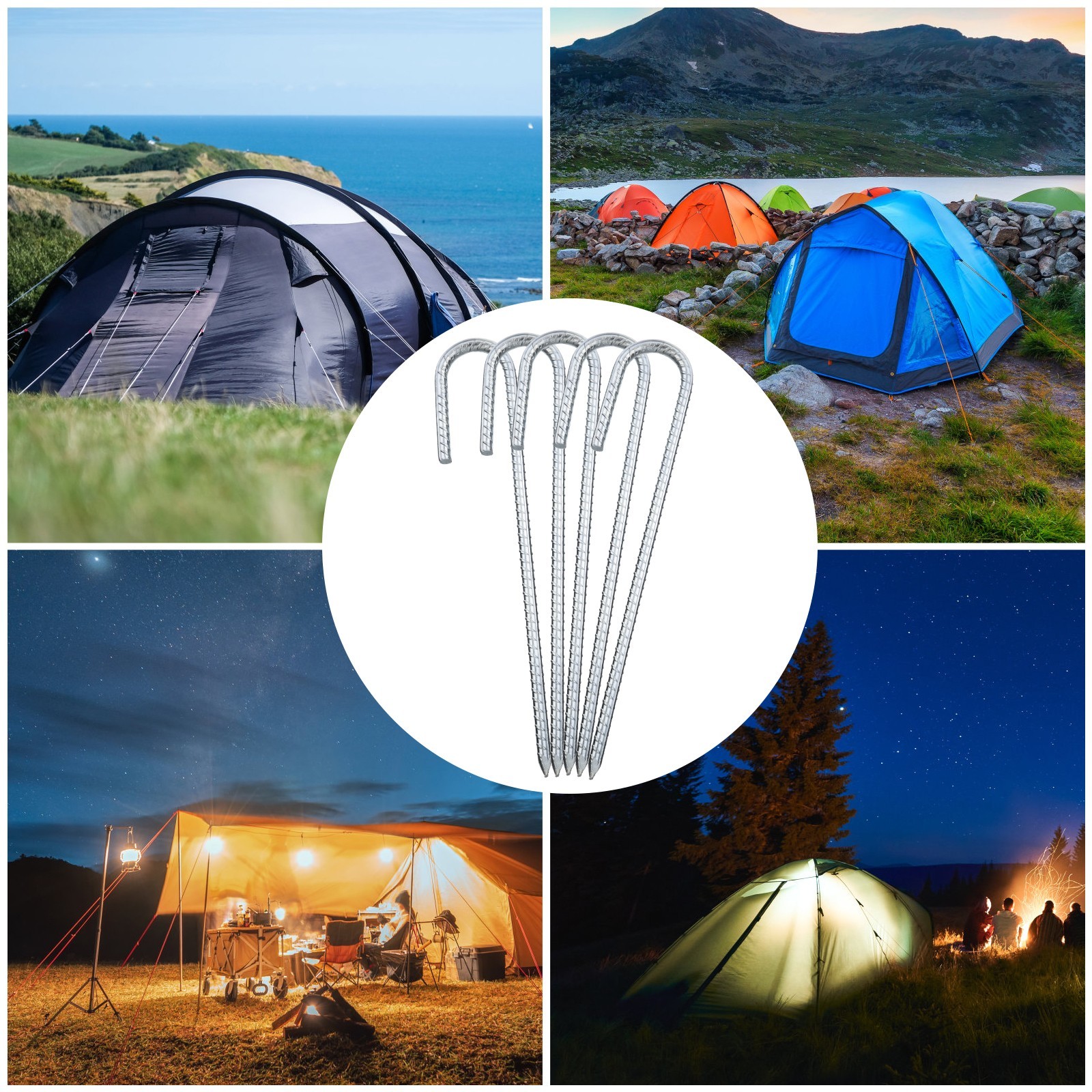 10-50Pcs Tent Pegs Heavy Duty Steel Marquee Ground Stakes Gazebo Camping Awning 8