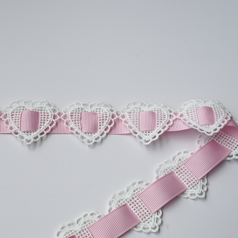 White and pink ribbed ribbon